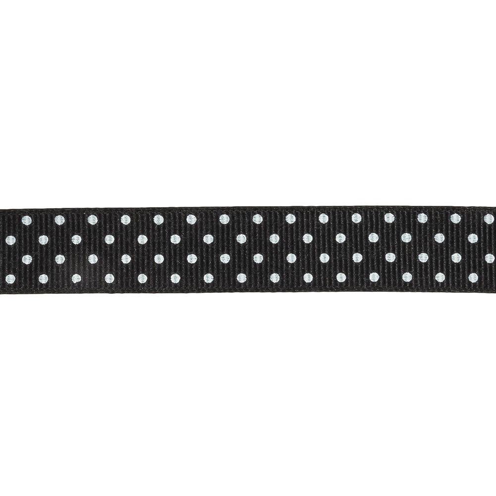 Phantom and White Polka Dots Grosgrain Ribbon - 0.625" Detail