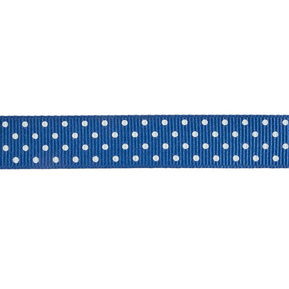 Deep Ultramarine and White Polka Dots Grosgrain Ribbon - 0.625" Detail