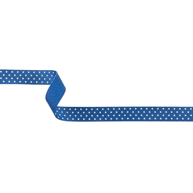 Deep Ultramarine and White Polka Dots Grosgrain Ribbon - 0.625"