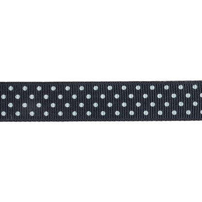 Total Eclipse and White Polka Dots Grosgrain Ribbon - 0.625" Detail