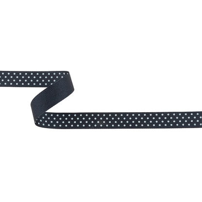 Total Eclipse and White Polka Dots Grosgrain Ribbon - 0.625"