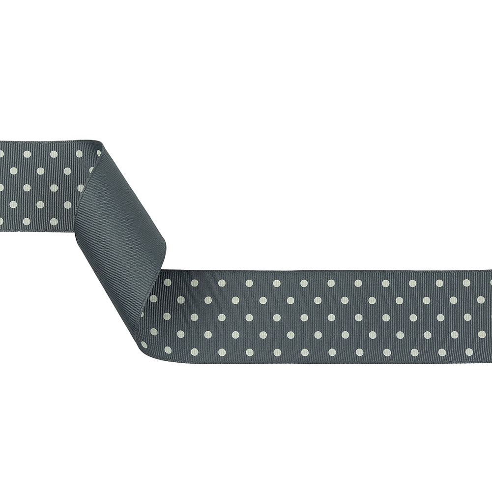 Sedona Sage and White Polka Dots Grosgrain Ribbon - 1.625"