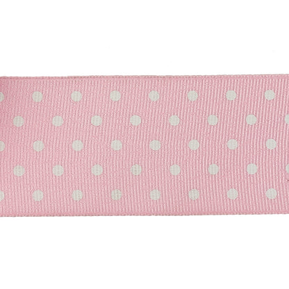 Parfait Pink and White Polka Dots Grosgrain Ribbon - 1.625" Detail