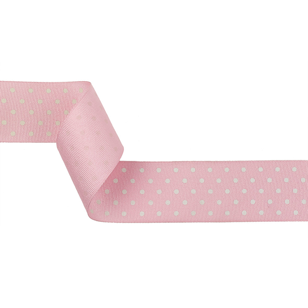 Parfait Pink and White Polka Dots Grosgrain Ribbon - 1.625"