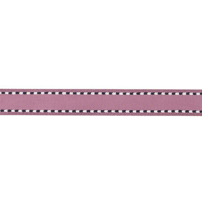 Purple Woven Ribbon with Navy and White Stitched Border - 0.375" Detail
