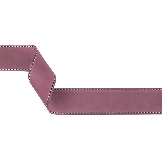 Purple Woven Ribbon with Navy Blazer and White Stitched Border - 1.375"