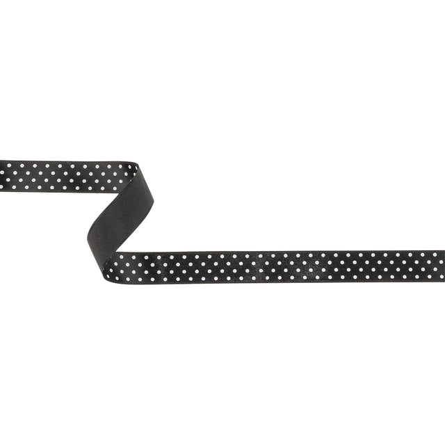 Black and Bright White Polka Dots Satin Ribbon - 0.625"