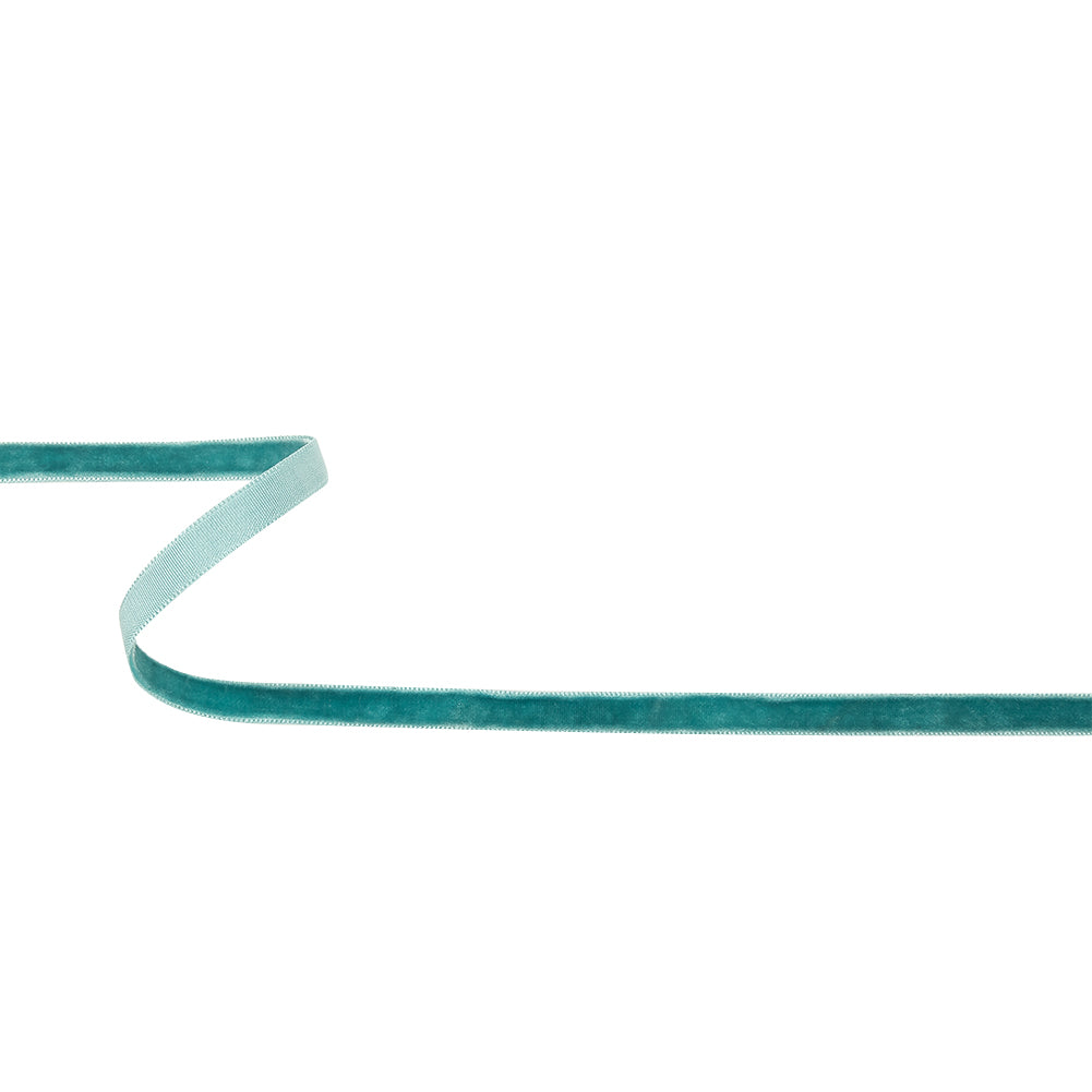 Teal Single Face Velvet Ribbon - 0.3125"