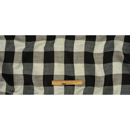 Caviar, White and High-Rise Buffalo Check Linen and Cotton Dobby Full