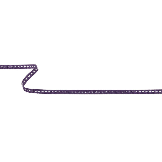 Royal Purple Grosgrain Ribbon with Lucent White Stitching - 0.25"