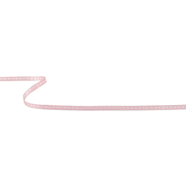 Baby Pink Grosgrain Ribbon with Lucent White Stitching - 0.25"