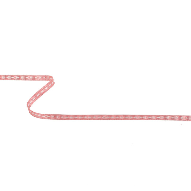 Coral Pink Grosgrain Ribbon with Lucent White Stitching - 0.25"