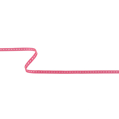 Pink Carnation Grosgrain Ribbon with Lucent White Stitching - 0.25"
