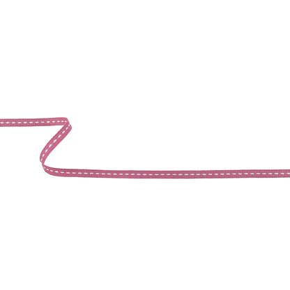 Dark Pink Grosgrain Ribbon with Lucent White Stitching - 0.25"