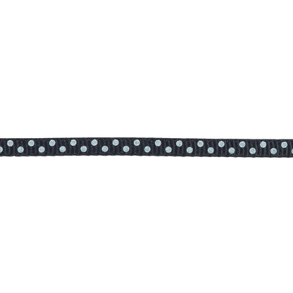 Total Eclipse and White Polka Dots Grosgrain Ribbon - 0.25" Detail