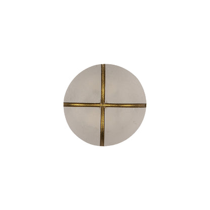 Frosted White and Gold Textured Shank Back Button - 24L/15mm