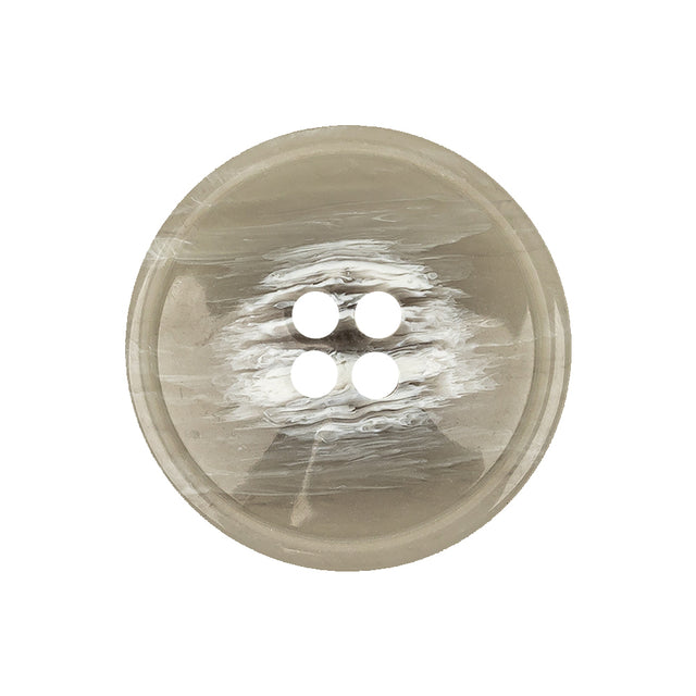 Italian Light Gray and White Striated 4-Hole Plastic Button - 40L/25.5mm