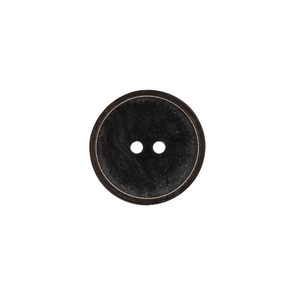 Matte Charcoal Narrow Rim 2-Hole Plastic Button - 24L/15mm