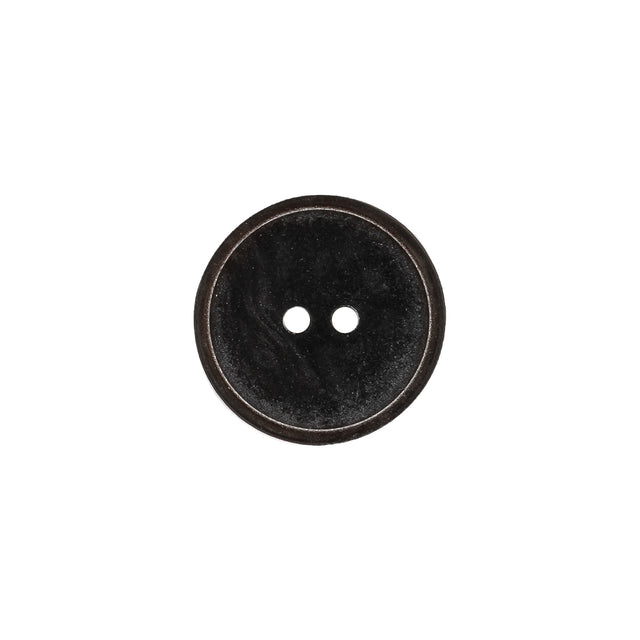 Matte Charcoal Narrow Rim 2-Hole Plastic Button - 24L/15mm