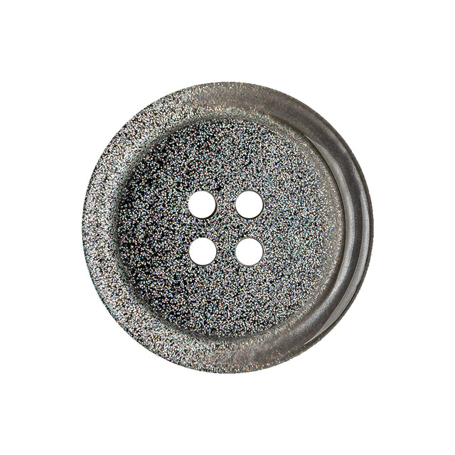 Italian Rainbow Glitter and Translucent Gray 4-Hole Plastic Button - 40L/25.5mm