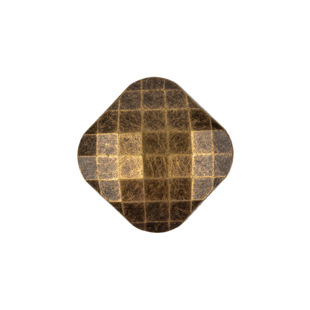 Bronze Geometric Textured Plastic Shank Back Button - 34L/21.5mm