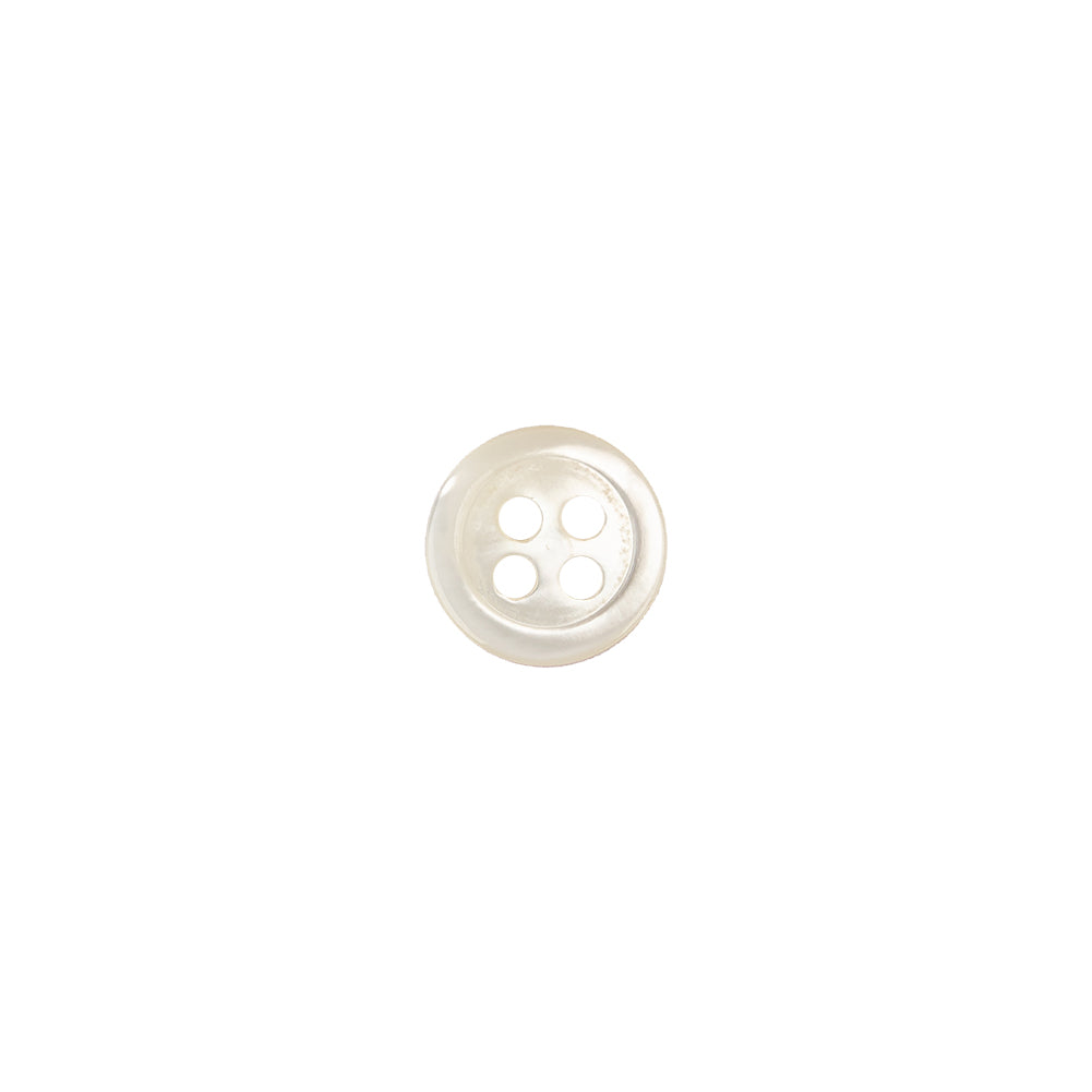 Ivory Iridescent Faux-Shell 4-Hole Plastic Button - 14L/9mm