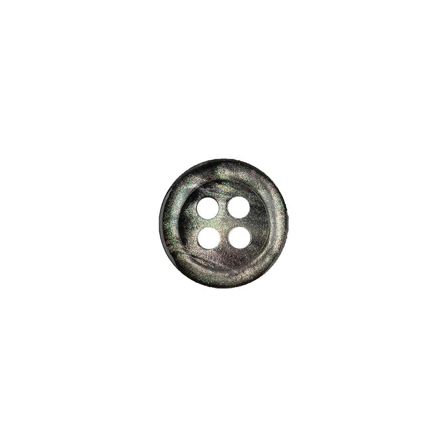 Iridescent Green, Gray and Black Shallow Plate 4-Hole Plastic Button - 17L/10.5mm