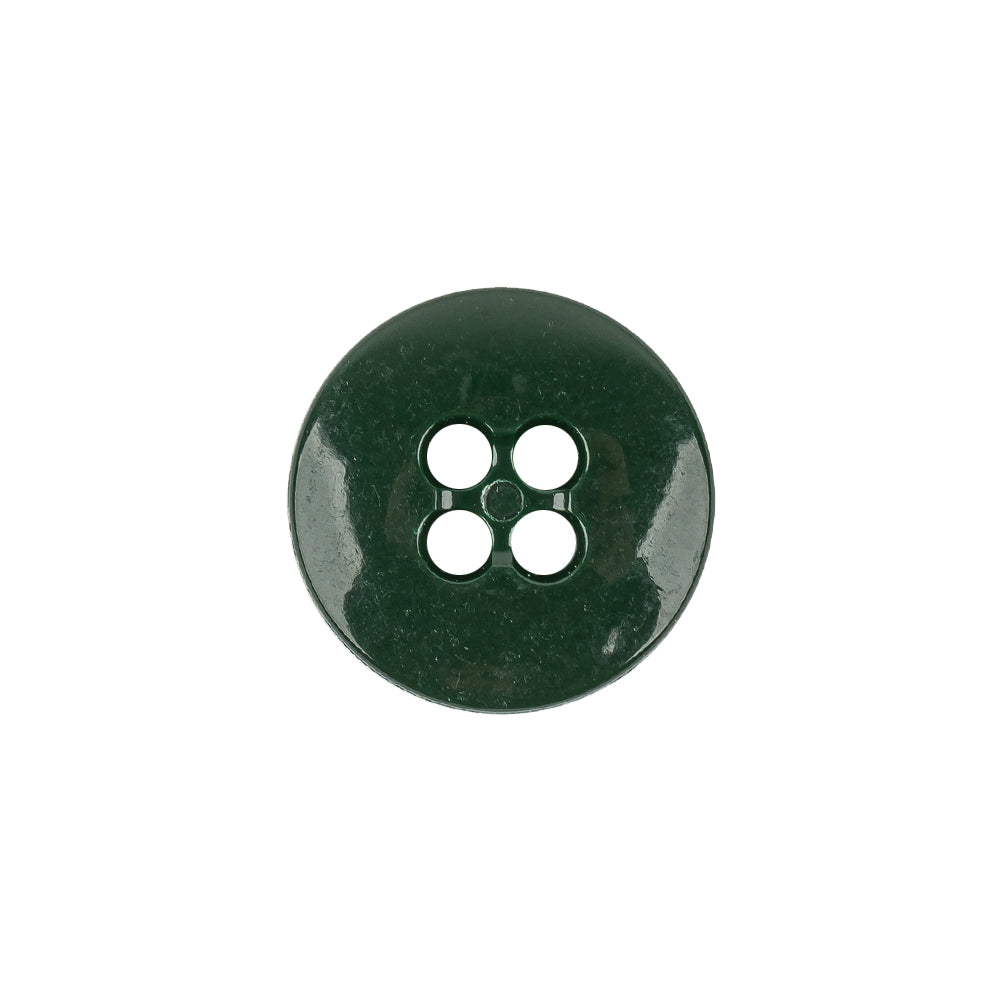 Hunter Green Low Convex 4-Hole Plastic Button - 27L/17mm Detail