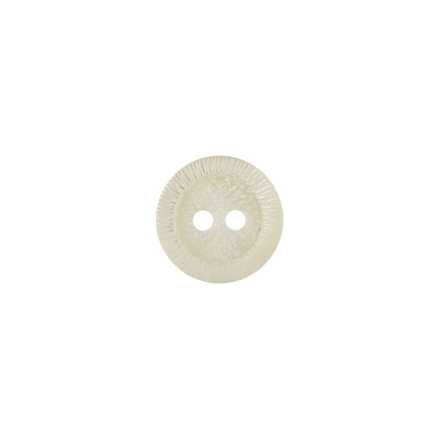 Italian Antique White Iridescent Radiating Rim 2-Hole Plastic Button - 18L/11.5mm