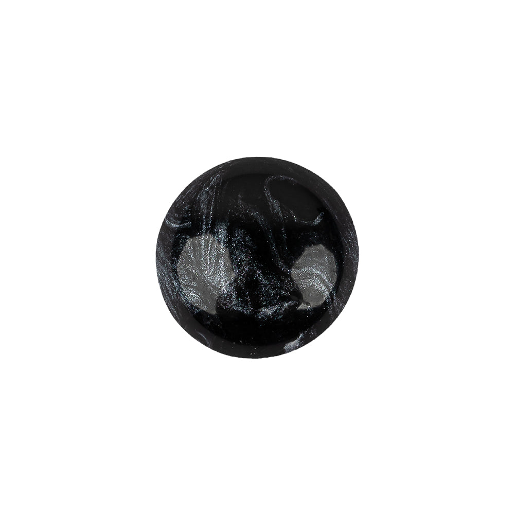 Italian Dark Sapphire and Black Iridescent Dome Shaped Shank Back Button - 24L/15mm