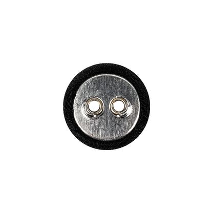 Black Fabric Covered Silver Edged 2-Hole Button - 25L/16mm Detail