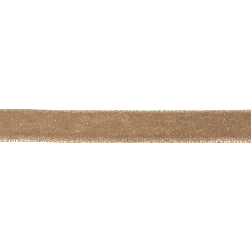 Nougat Single Face Velvet Ribbon - 0.5" Detail