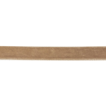 Nougat Single Face Velvet Ribbon - 0.5" Detail