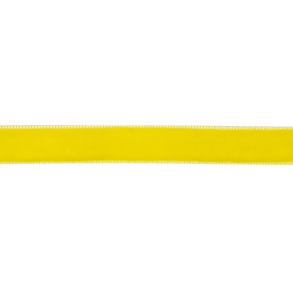 Lemon Yellow Single Face Velvet Ribbon - 0.5" Detail
