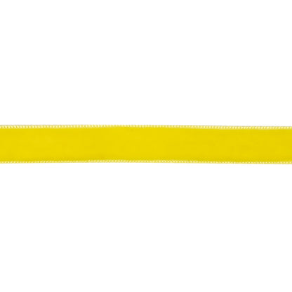 Lemon Yellow Single Face Velvet Ribbon - 0.5" Detail