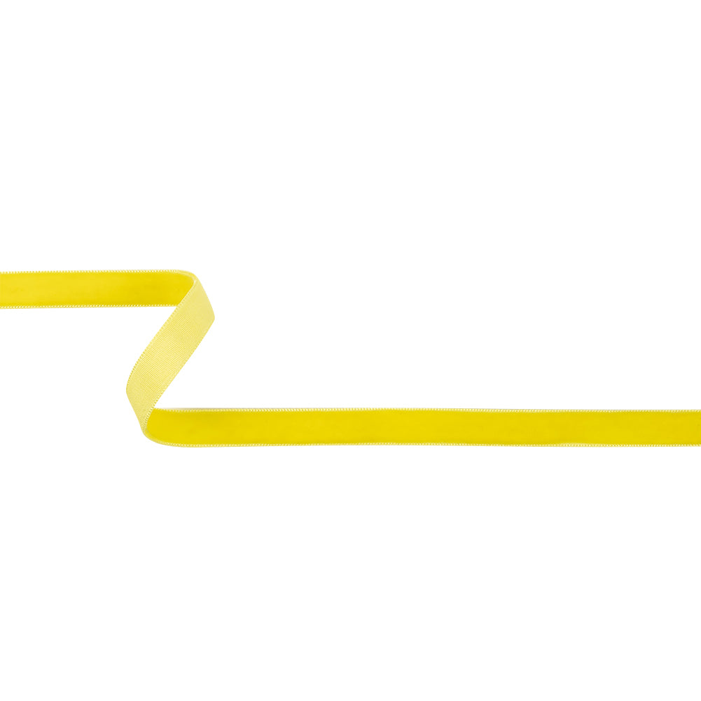 Lemon Yellow Single Face Velvet Ribbon - 0.5"