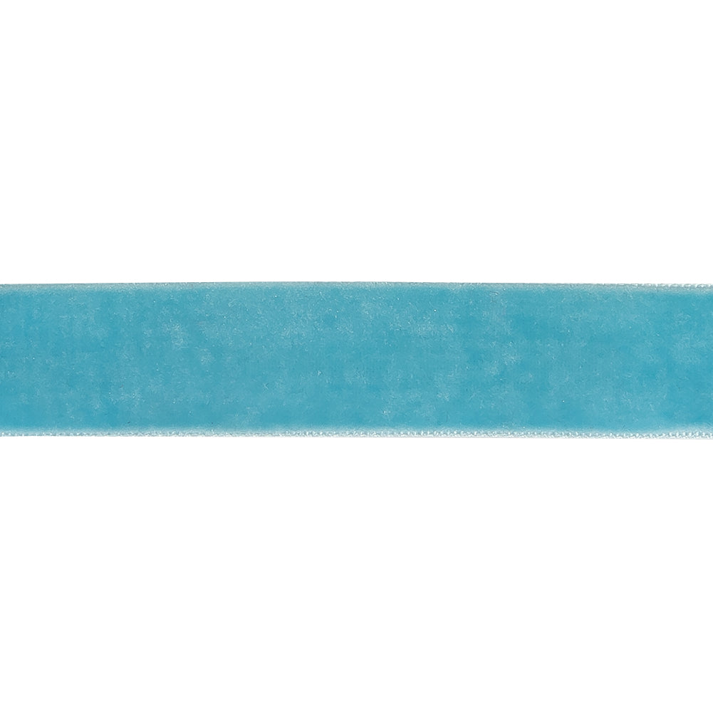 Sky Blue Single Face Velvet Ribbon - 0.75" Detail