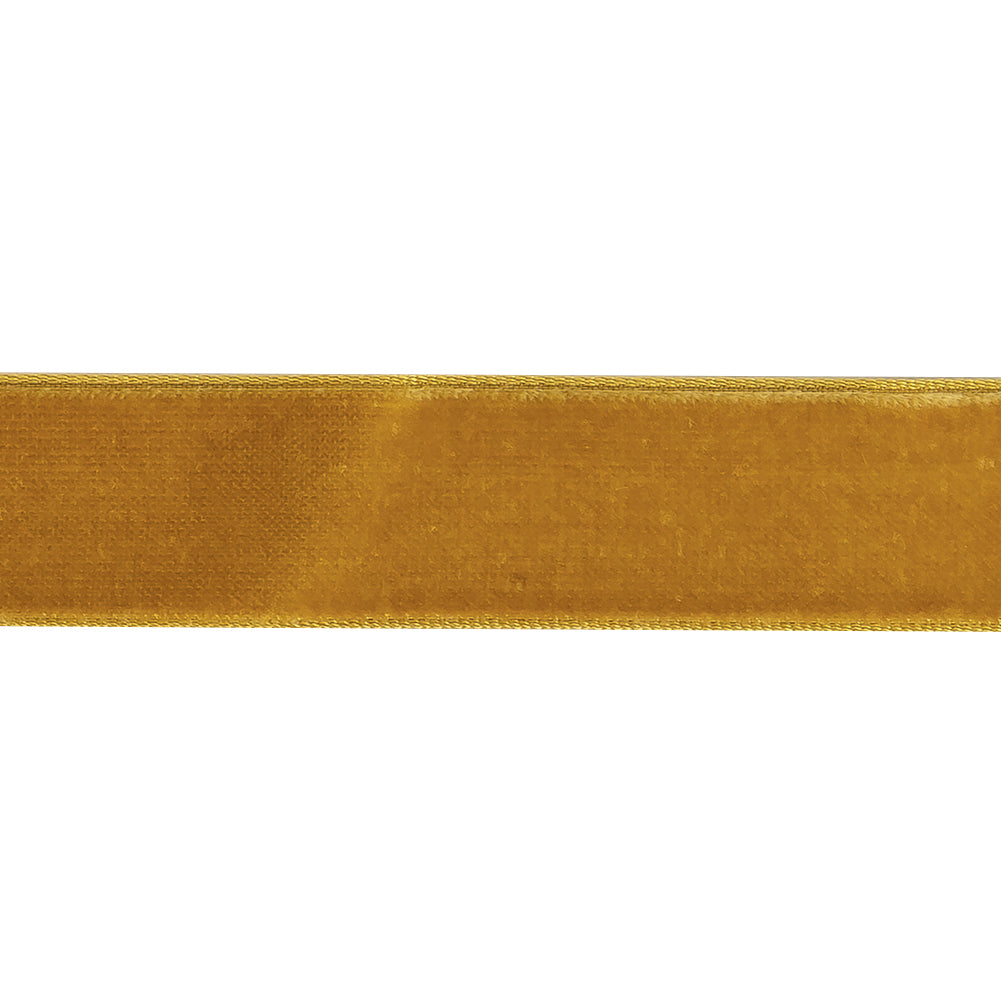Gold Single Face Velvet Ribbon - 0.875" Detail