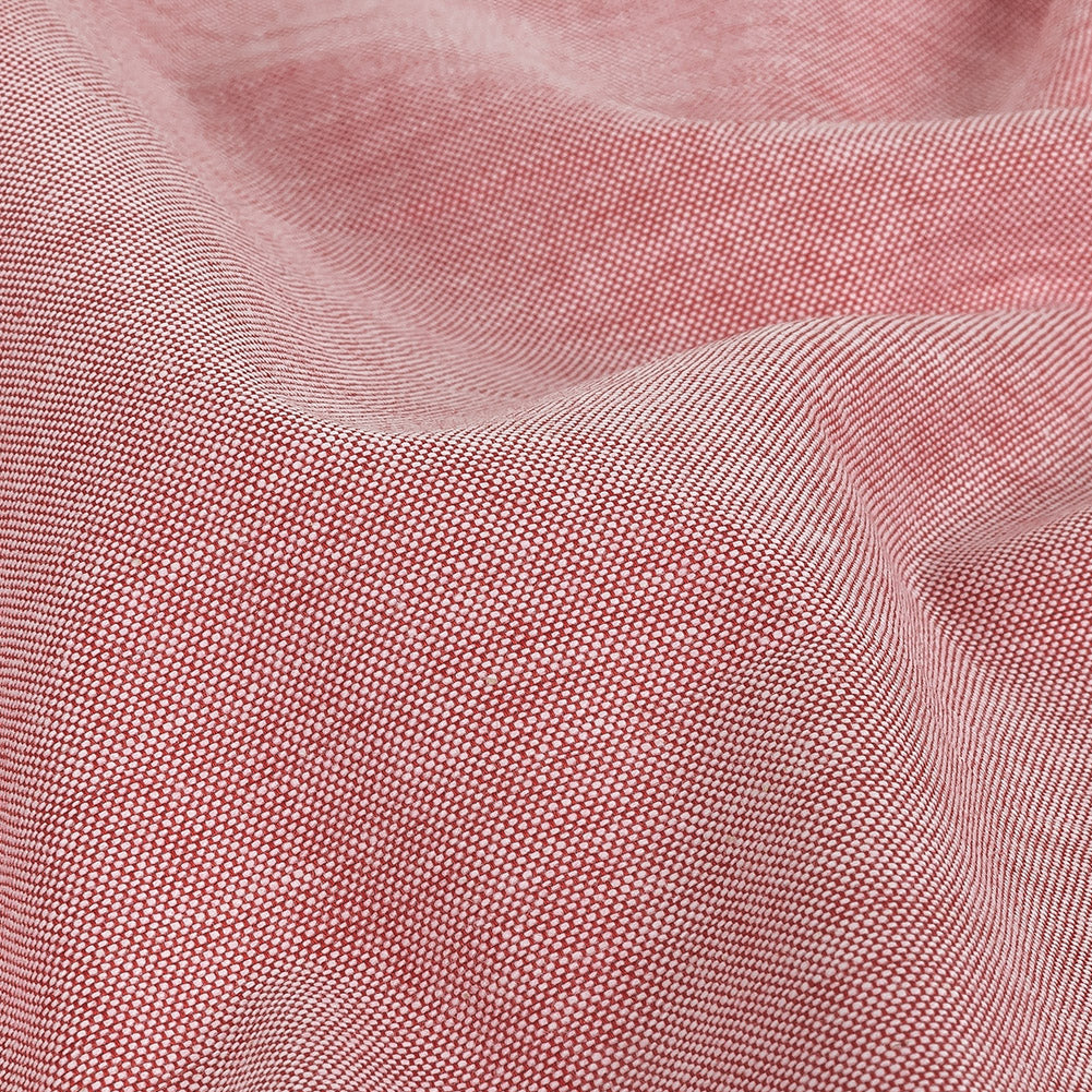 Red and White Yarn Dyed Cotton Shirting Detail