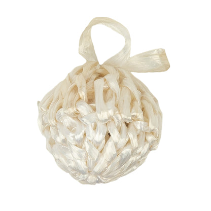 Vintage Off White Crocheted Raffia Pom-Pom Applique - 0.75" Detail