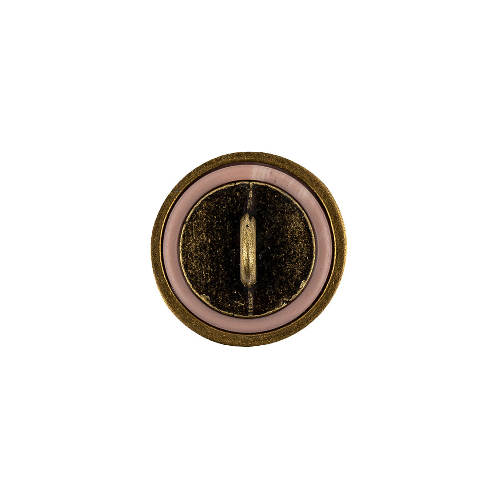 Rose Prove and Brass Shallow Plate Plastic and Metal Shank Back Button - 24L/15mm Detail