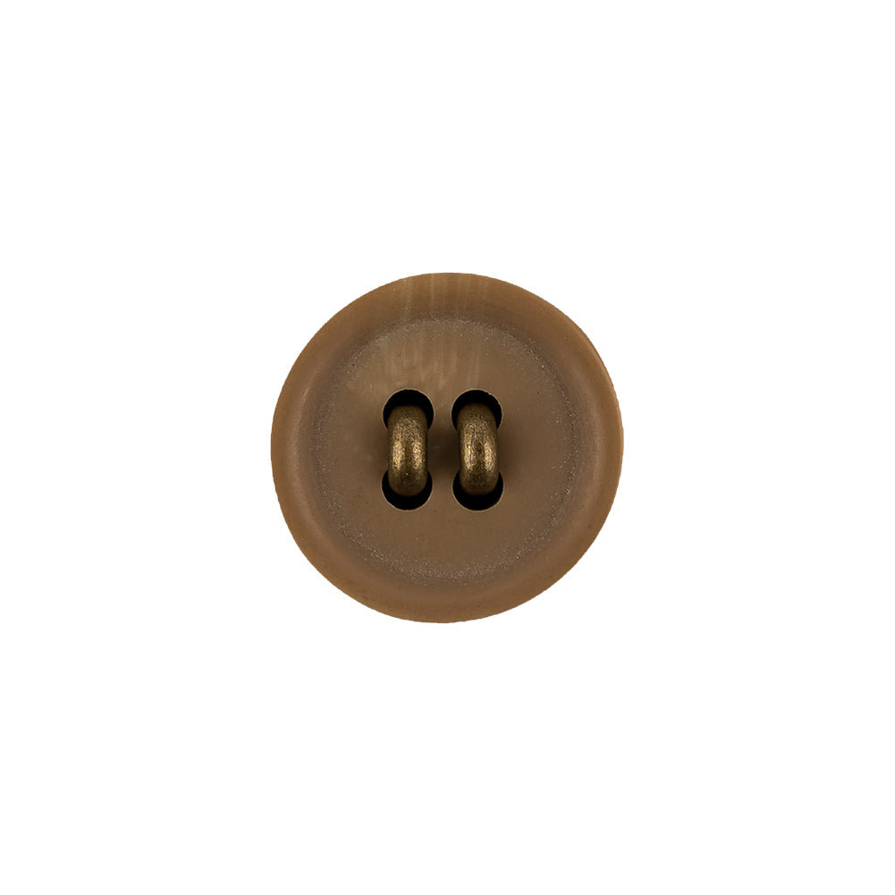Tabacco and Brass Shallow Plate Plastic and Metal Shank Back Button - 24L/15mm