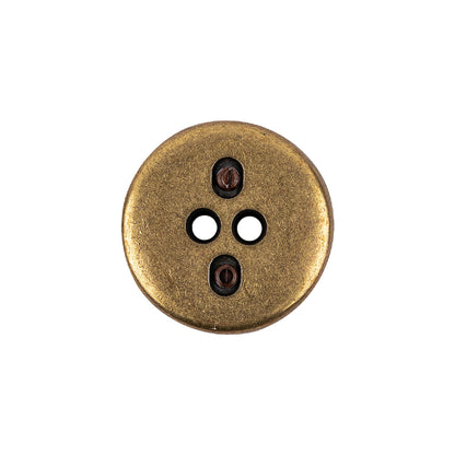 Italian Seal Brown and Brass Metal and Leatherette Button - 32L/20mm Detail