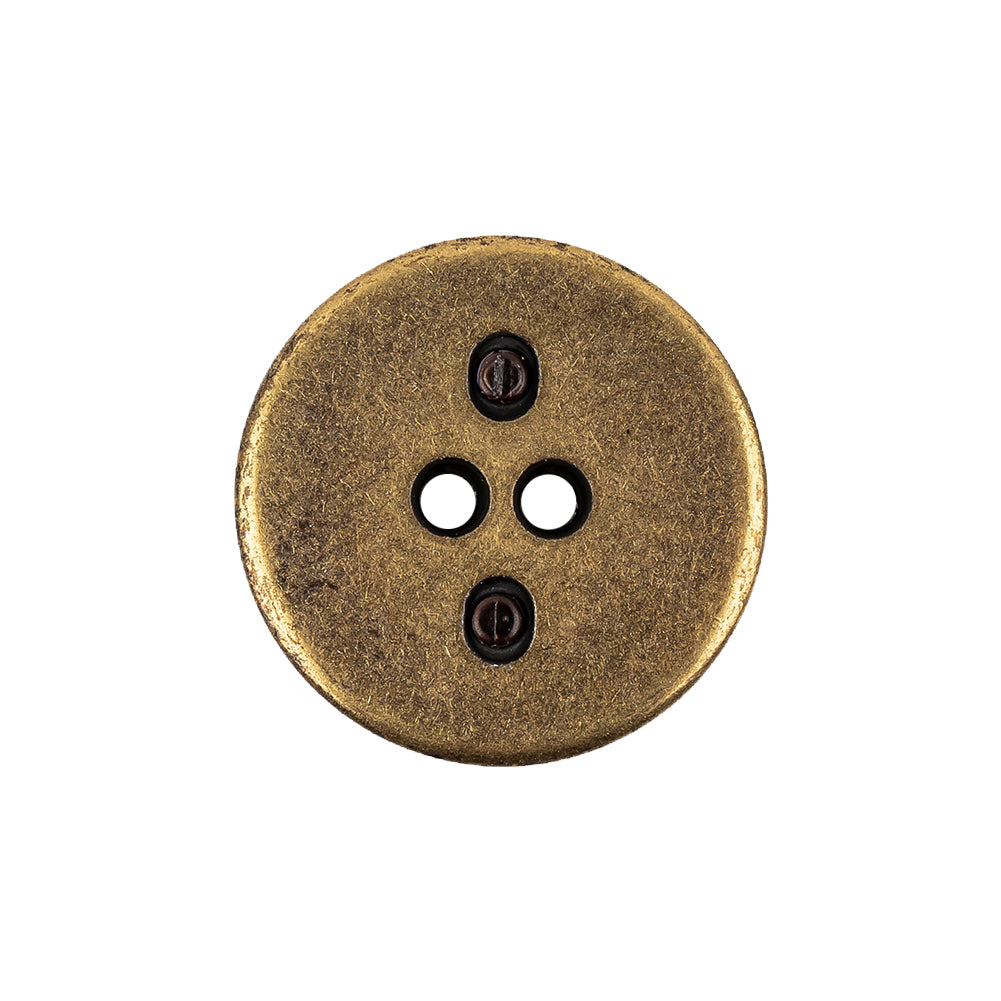 Italian Seal Brown and Brass Metal and Leatherette Button - 36L/23mm Detail