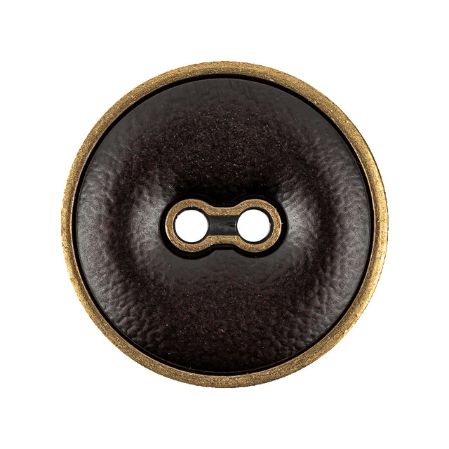 Italian Seal Brown and Brass Metal and Leatherette Button - 44L/28mm