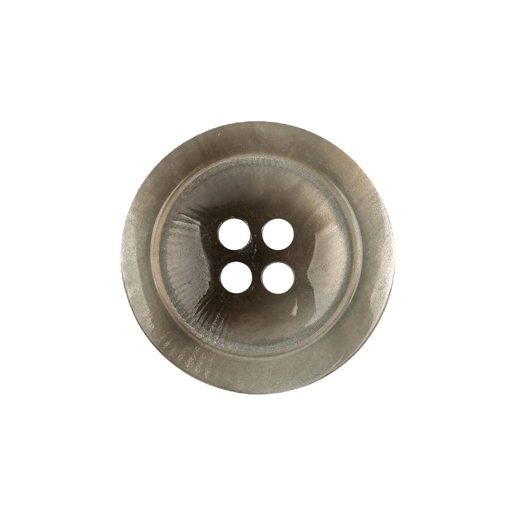 Translucent Neutral Gray and Wren Swirls 4-Hole Tiny Mound Plastic Button - 36L/23mm