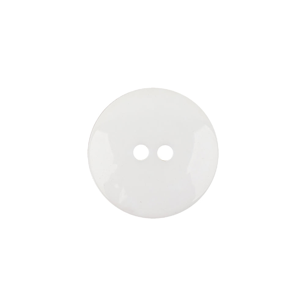Italian White Low Convex 2-Hole Plastic Button - 28L/18mm Detail