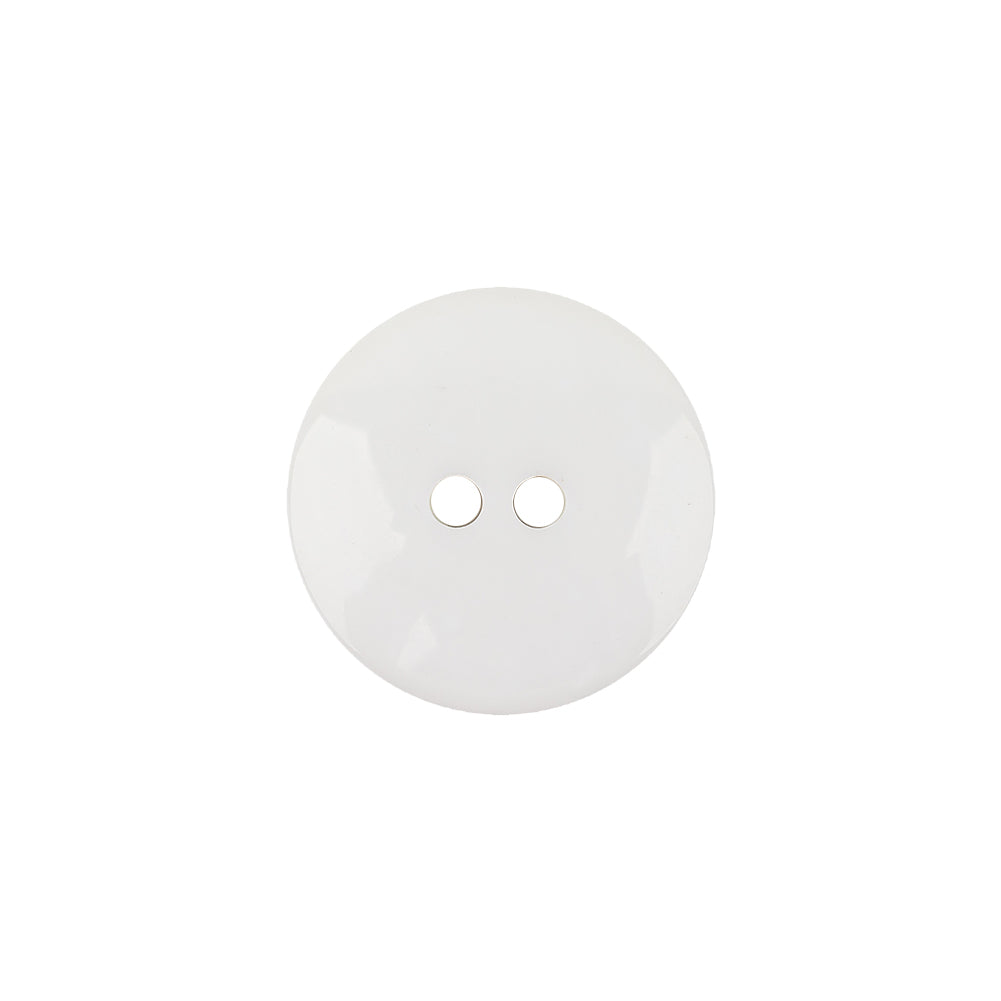Italian White Low Convex 2-Hole Plastic Button - 28L/18mm