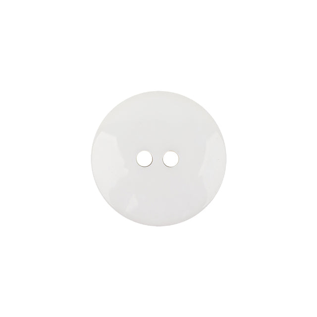 Italian White Low Convex 2-Hole Plastic Button - 28L/18mm