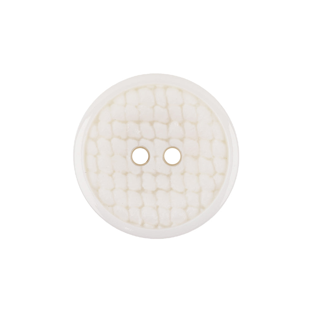 Italian White Abstract Textured Plastic Jacket Button - 36L/23mm